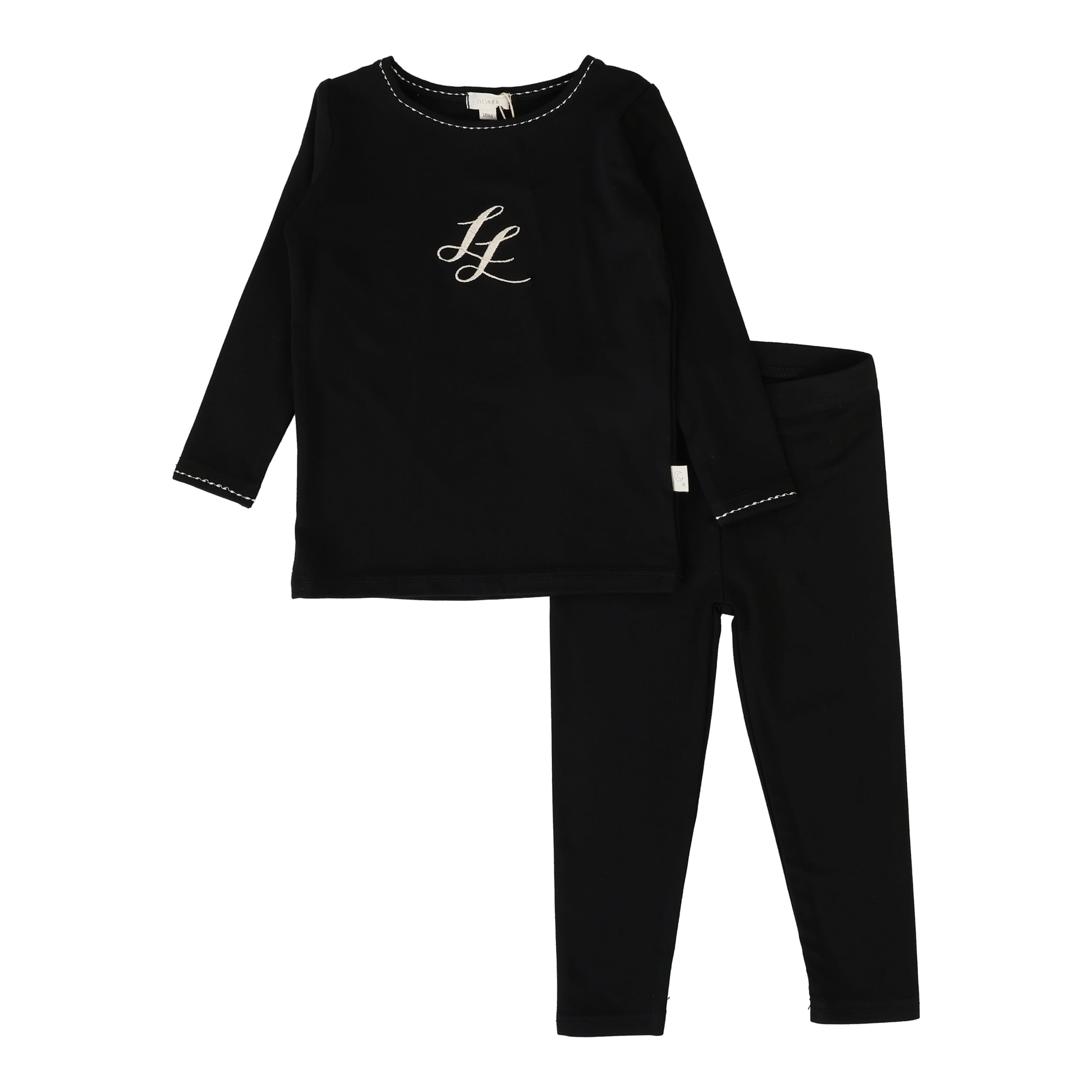 Lil Legs Emblem black lounge set