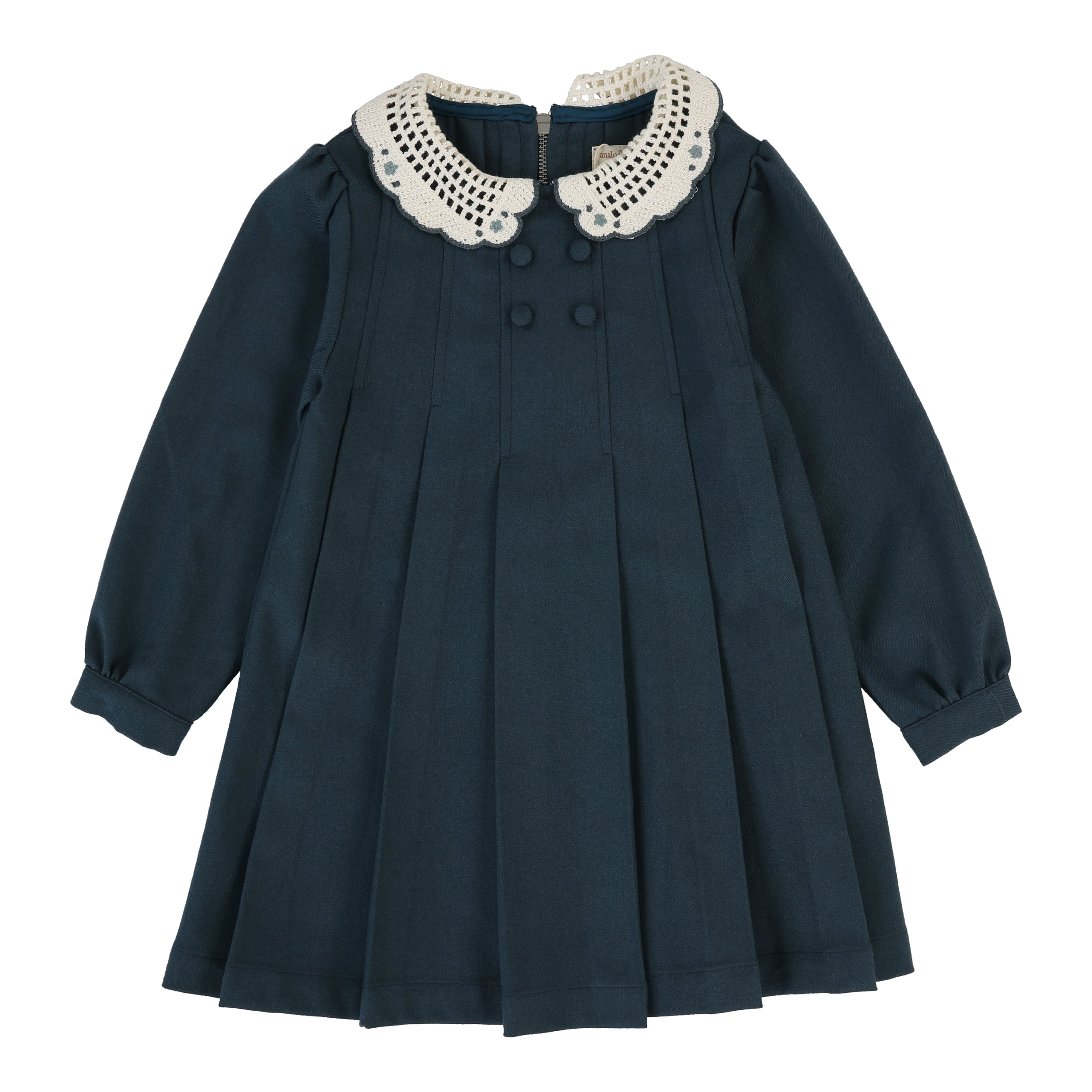 Lil Legs Crochet collar slate dress
