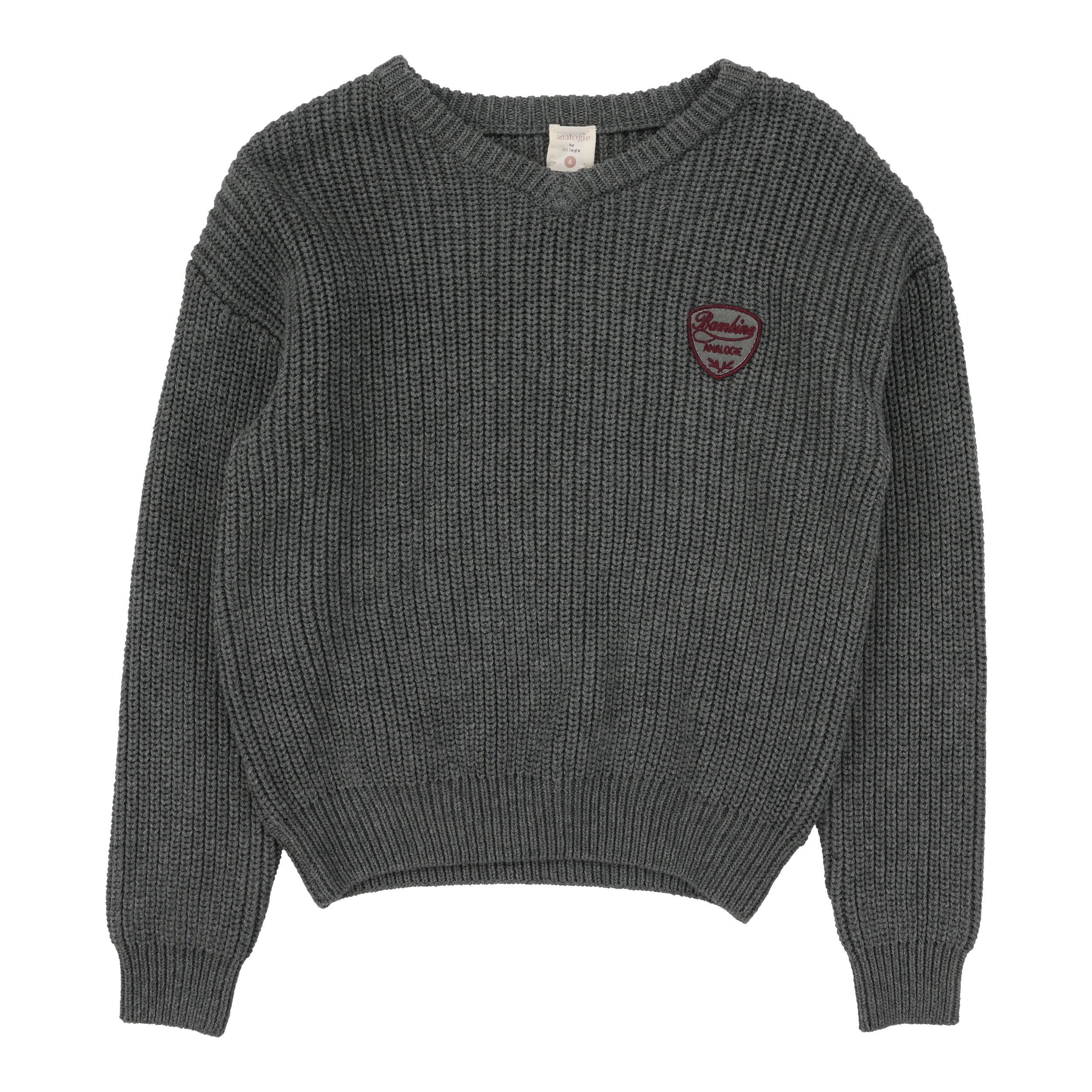 Lil Legs Mid grey knit v-neck sweater