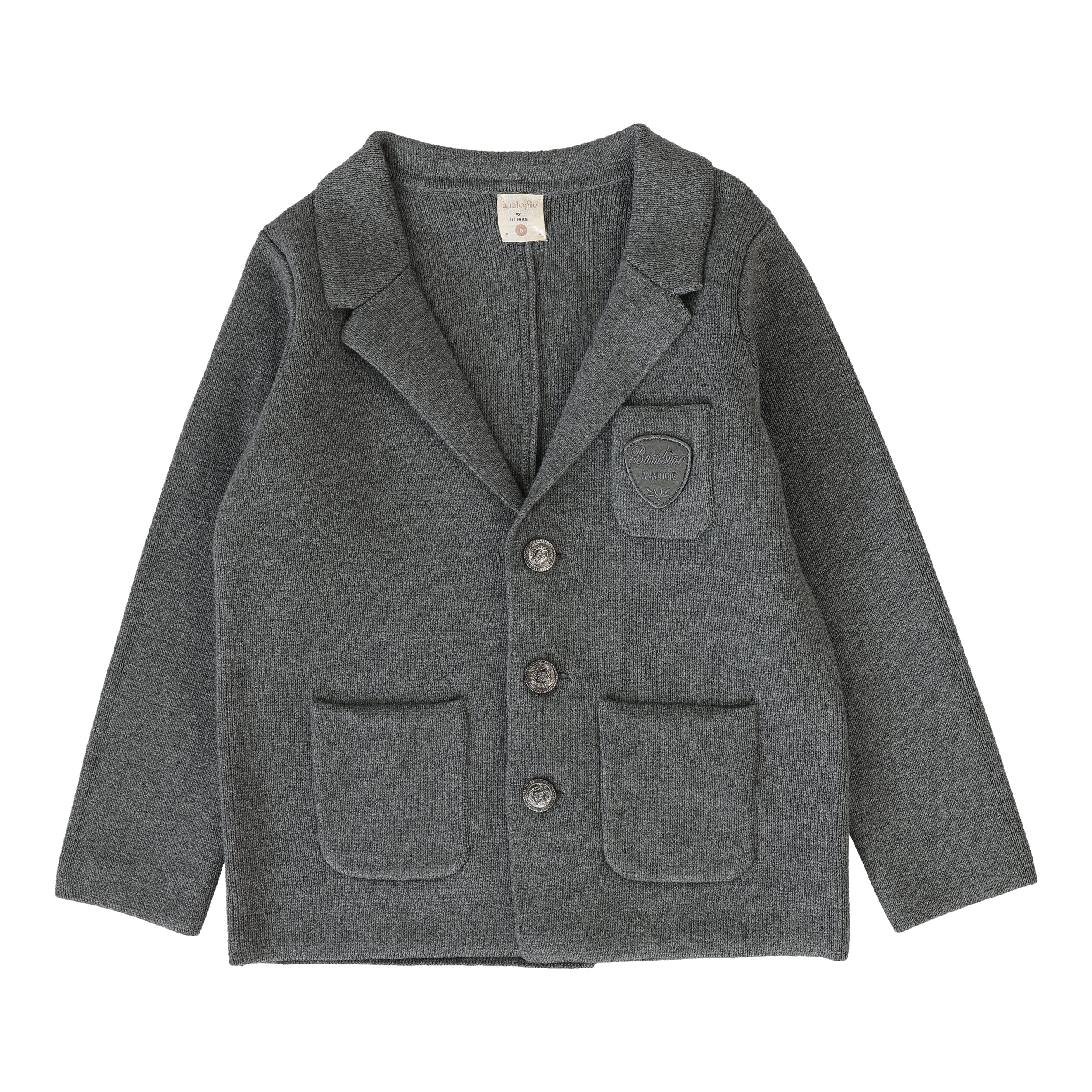 Lil Legs Crest knit mid grey blazer