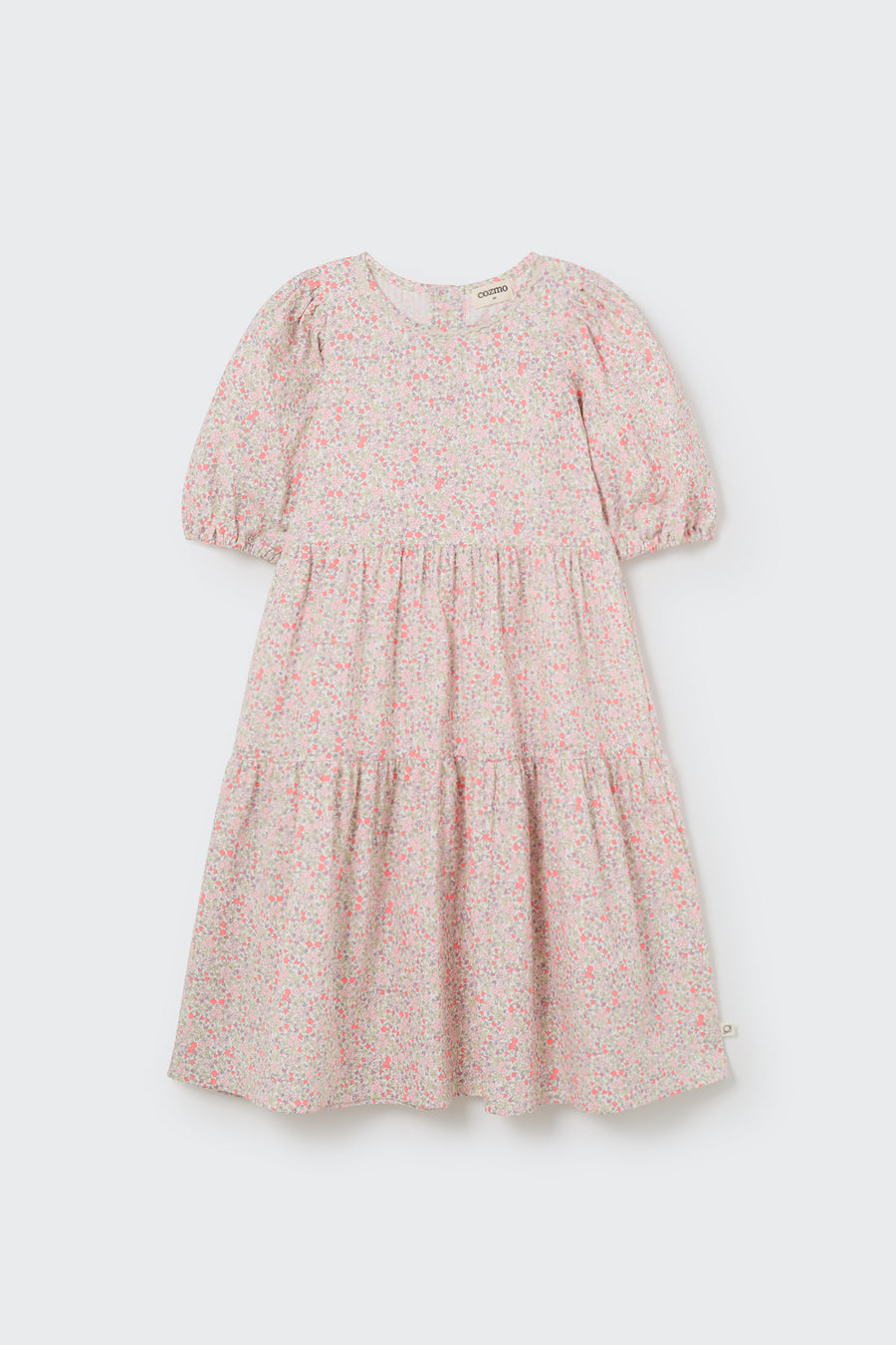 Tiered neon coral floral dress by Cozmo