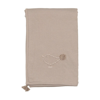 Bird embroidered oat blanket by Bee & Dee