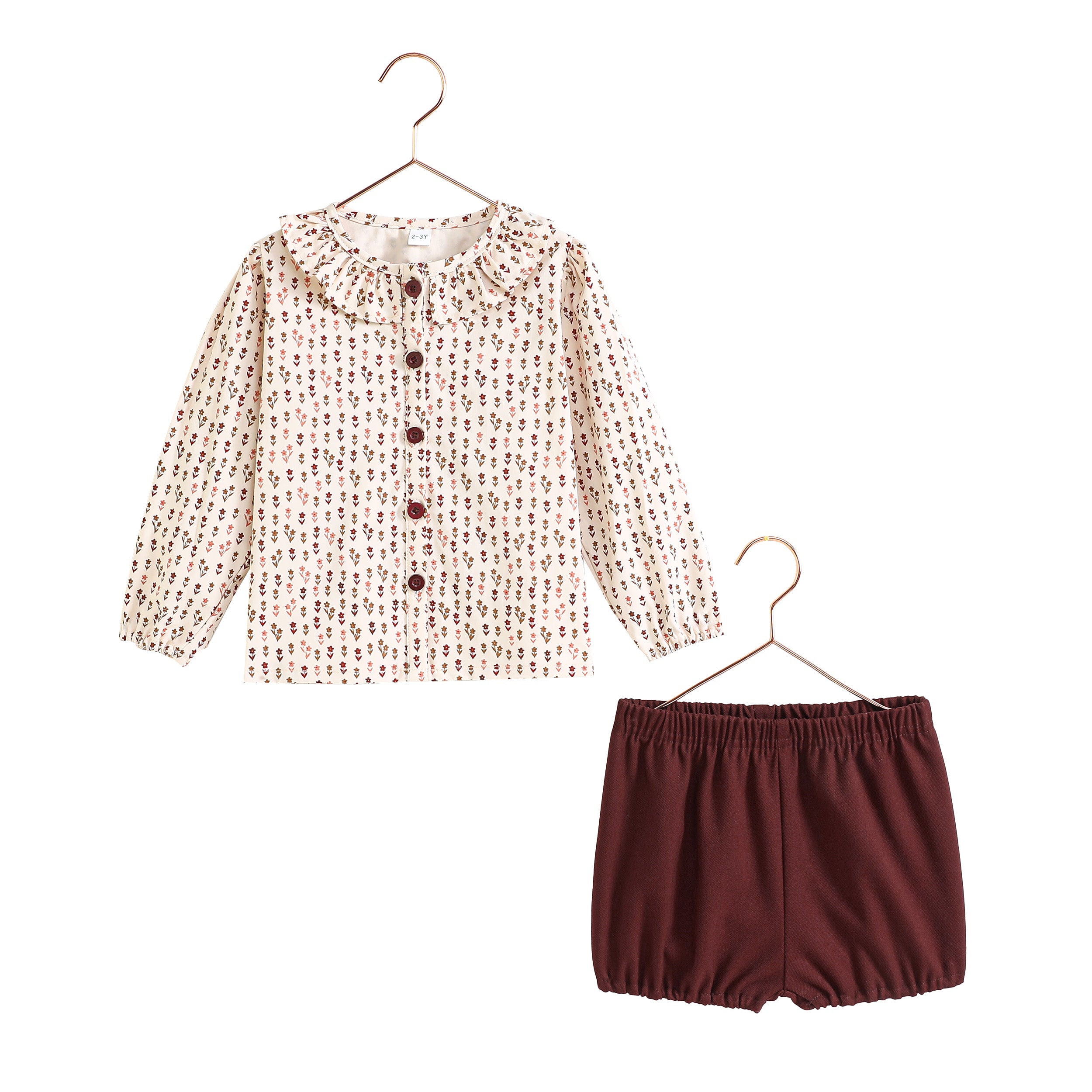 Retro Kid Emerson floral shirt bloomer set