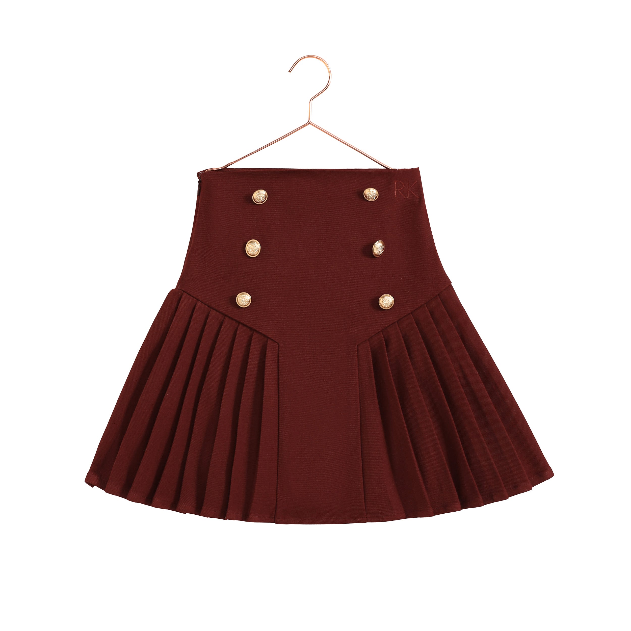 Retro Kid Emerson burgundy pleated skirt