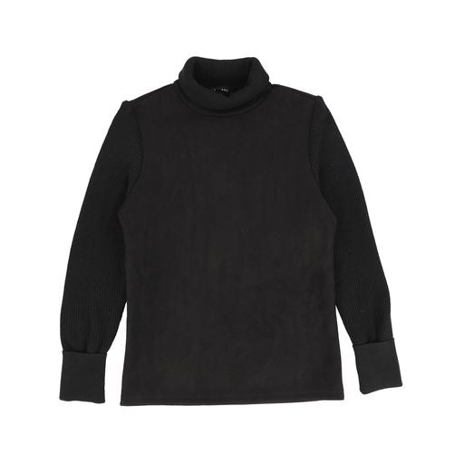 Suede black knit turtleneck top by Bamboo
