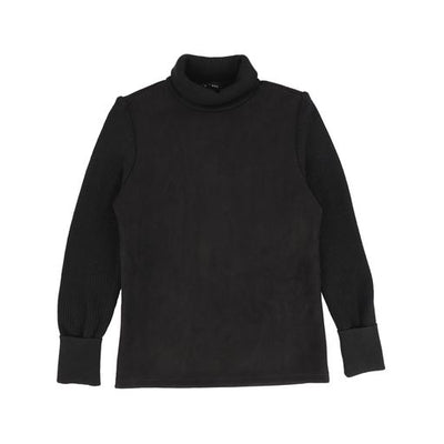 Suede black knit turtleneck top by Bamboo