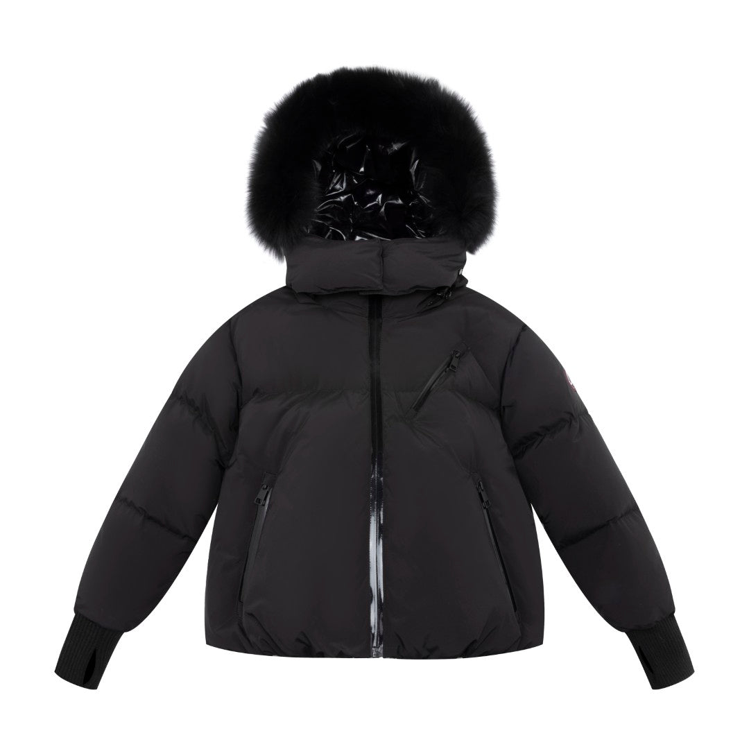Ellabee Fox fur black zip coat