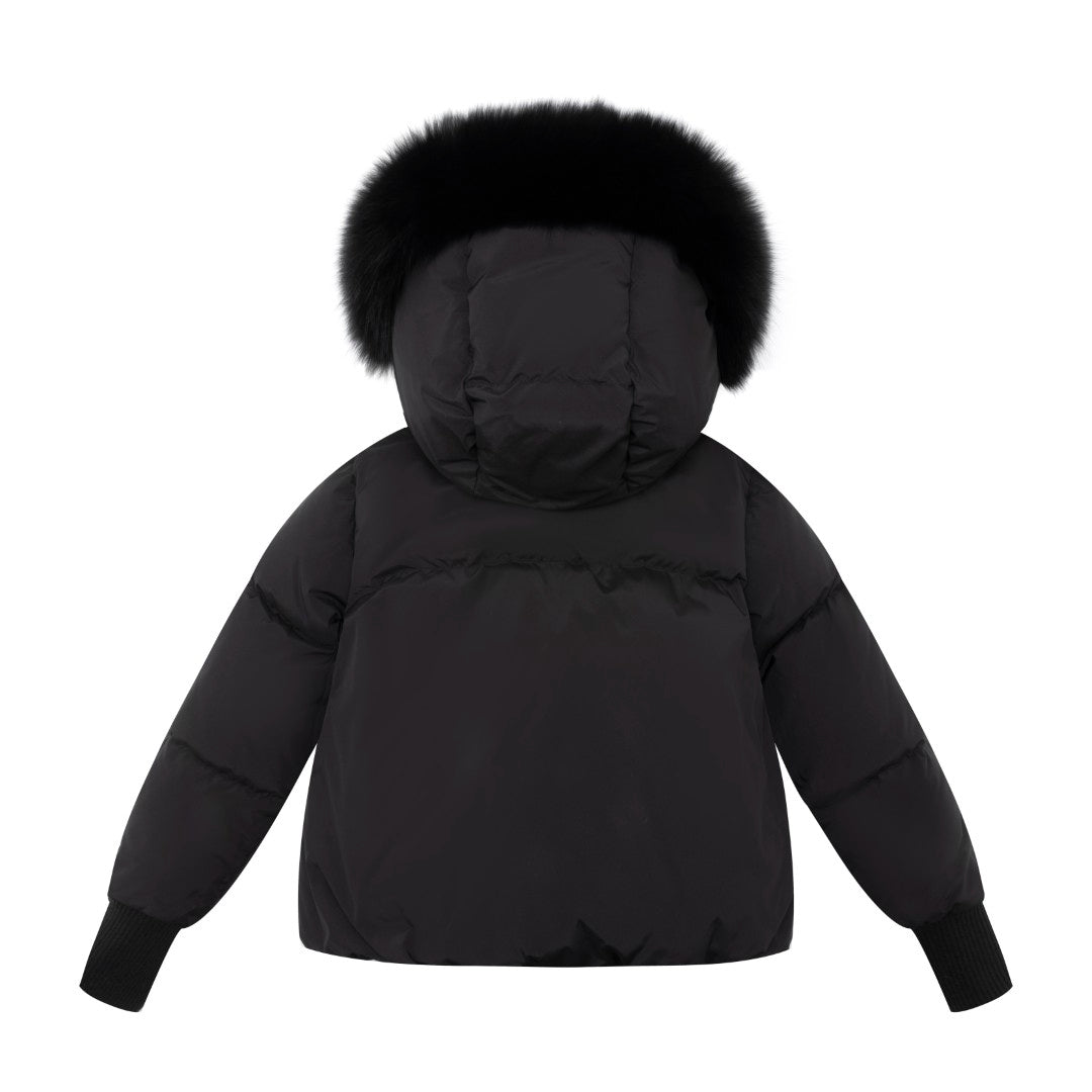 Ellabee Fox fur black zip coat