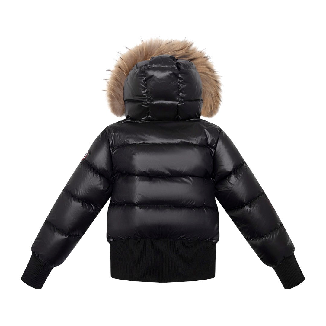 Ellabee Natural racoon fur blue zipper coat
