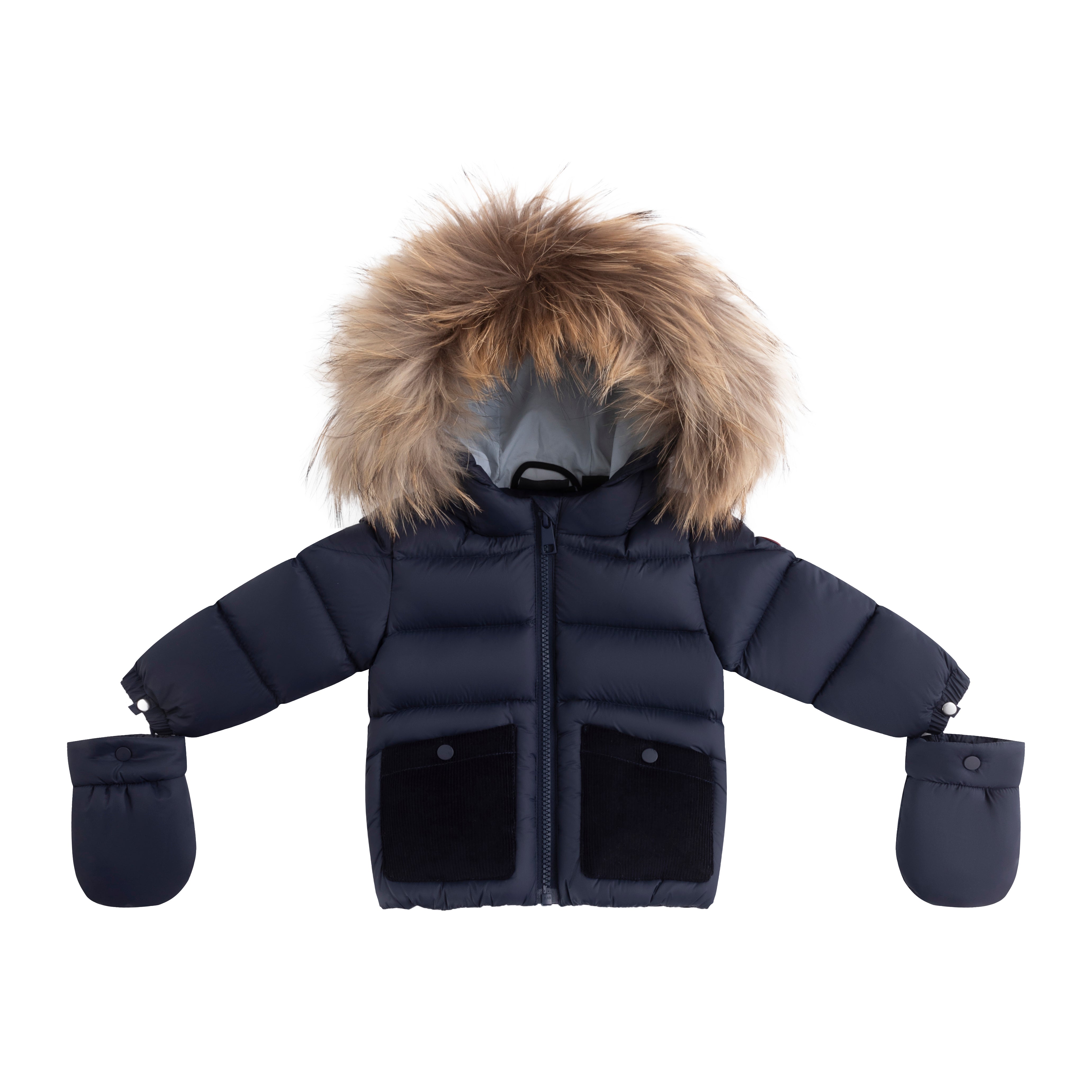 Ellabee Corduroy pockets blue lining navy coat