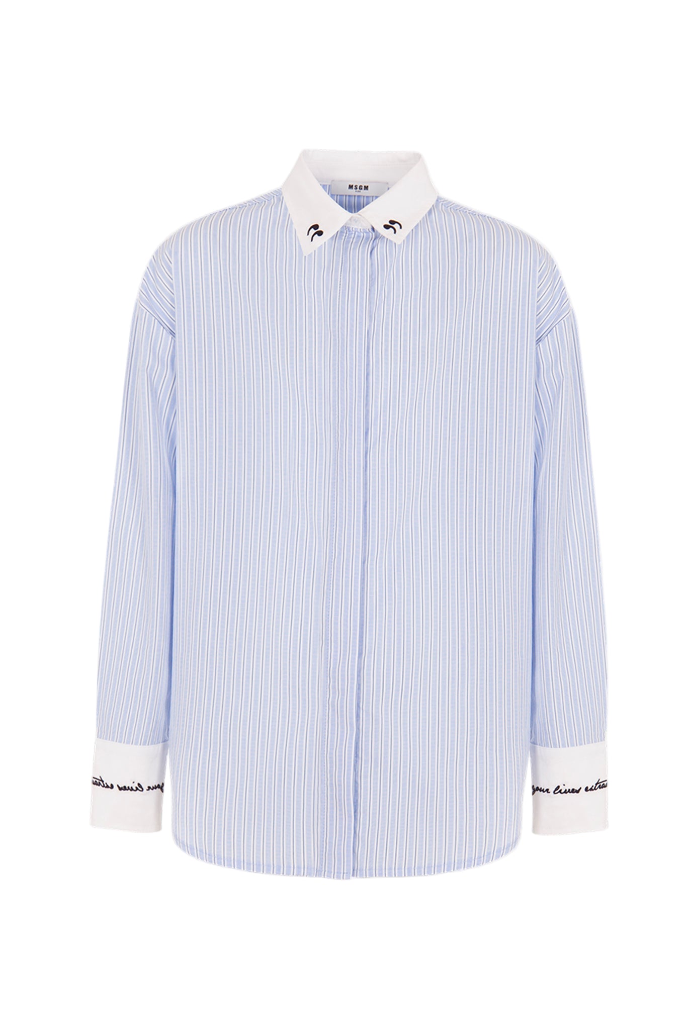 MSGM Word printed stripe shirt