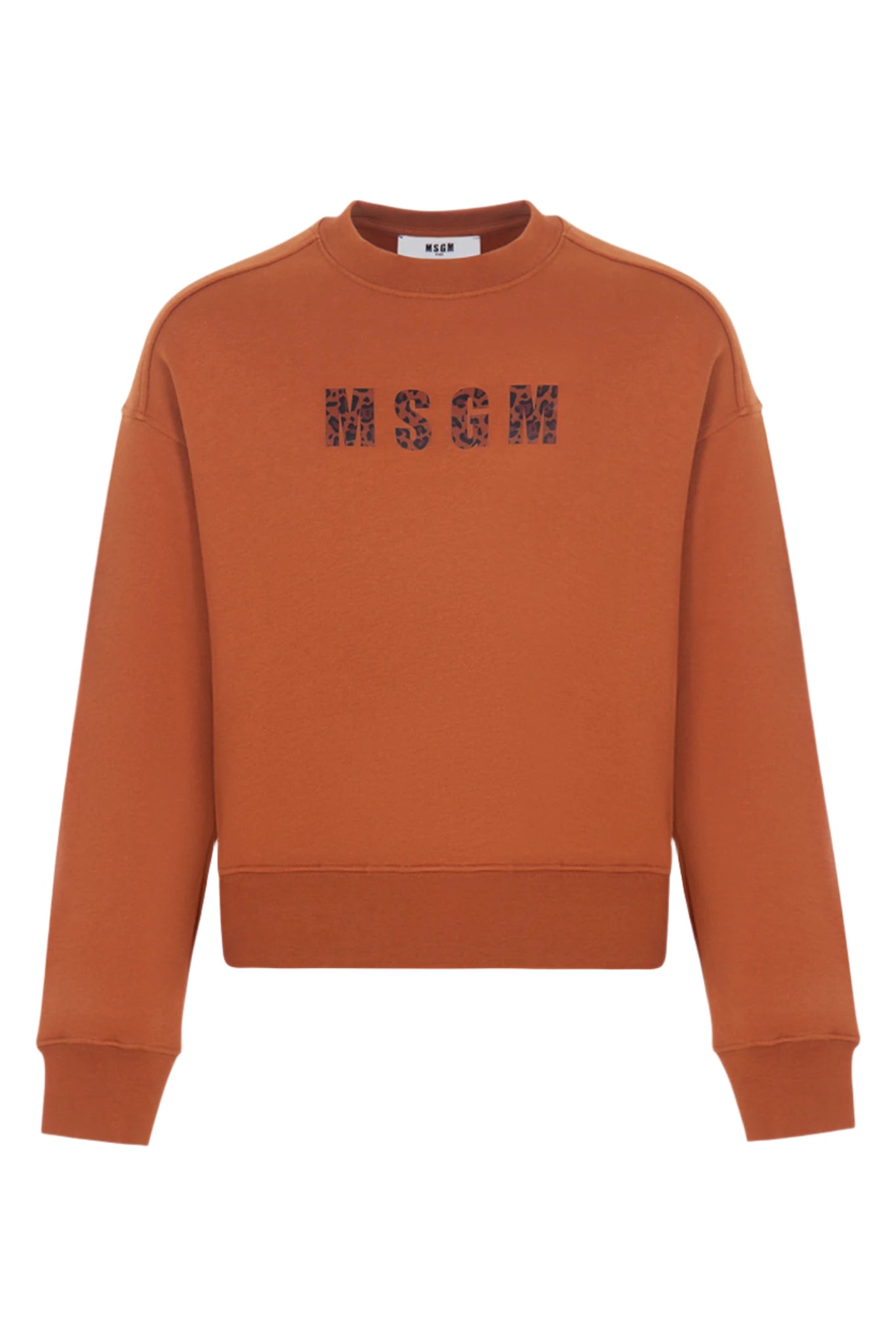 MSGM Leopard logo brown sweatshirt