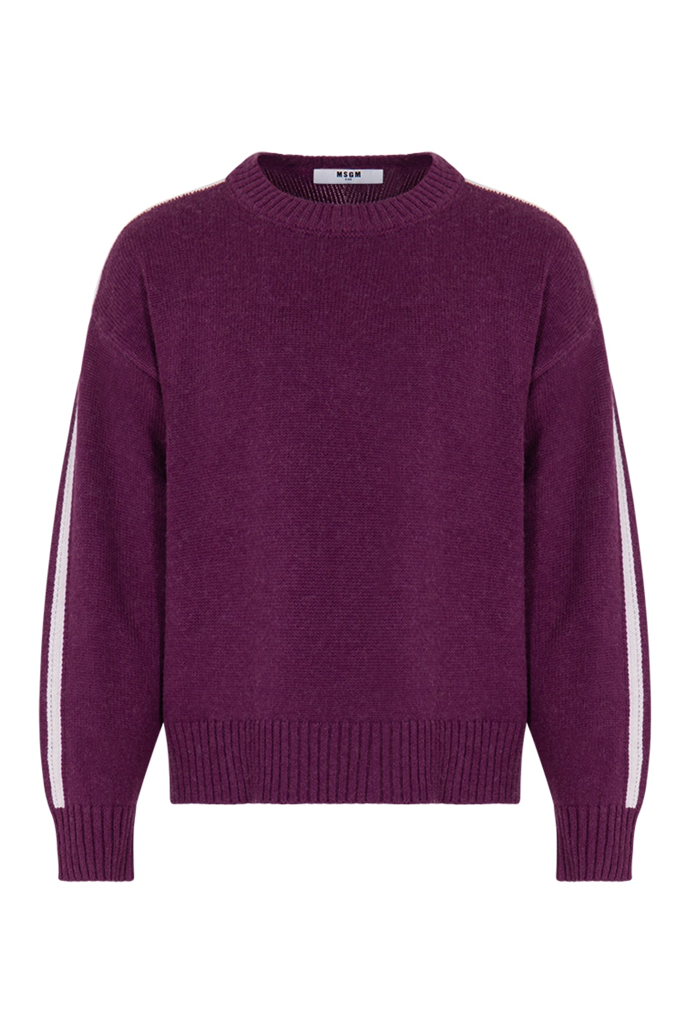 MSGM Stripe sleeve merlot sweater