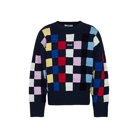 MSGM Jacquard navy sweater