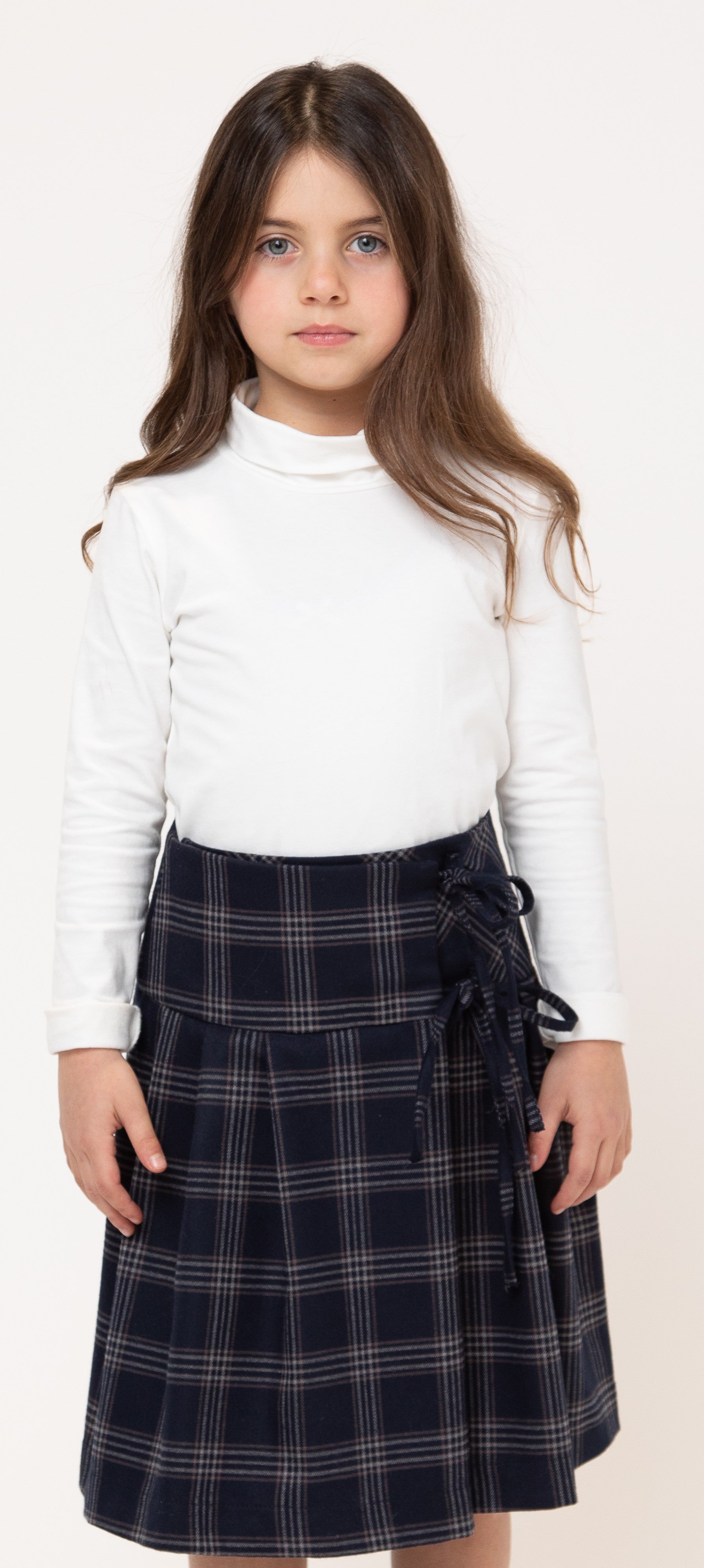 Piccola Ludo Plaid tie bow skirt