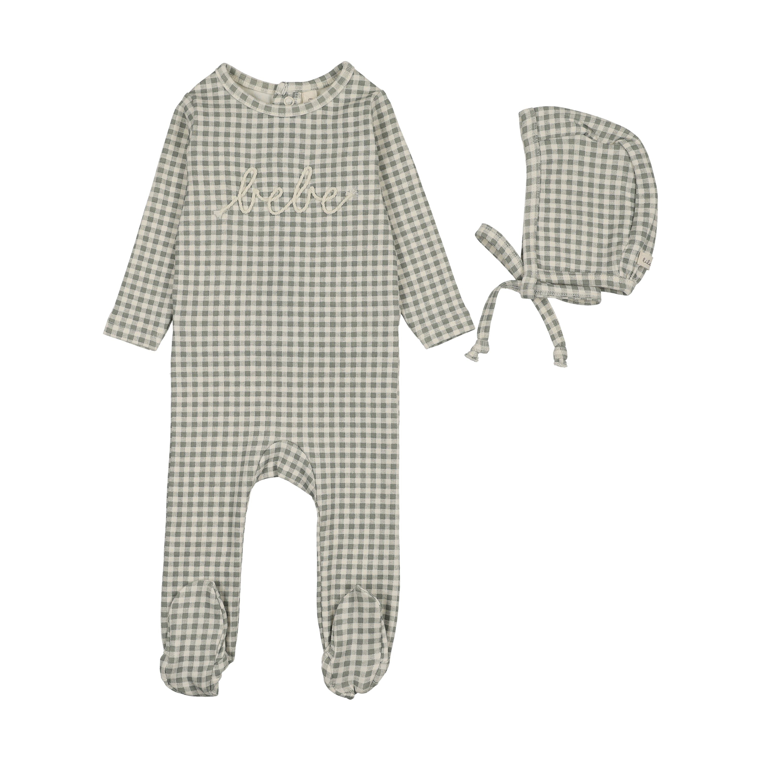 Lilette Gingham bebe blue footie set - Flying Colors