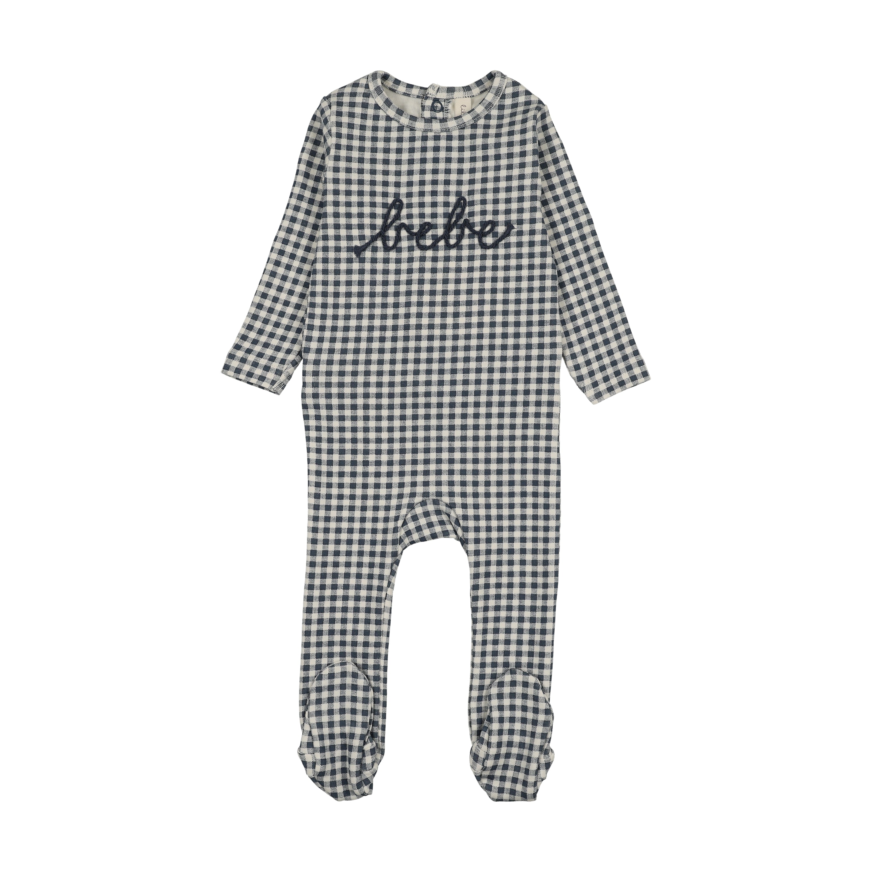 Lilette Gingham bebe navy footie - Flying Colors
