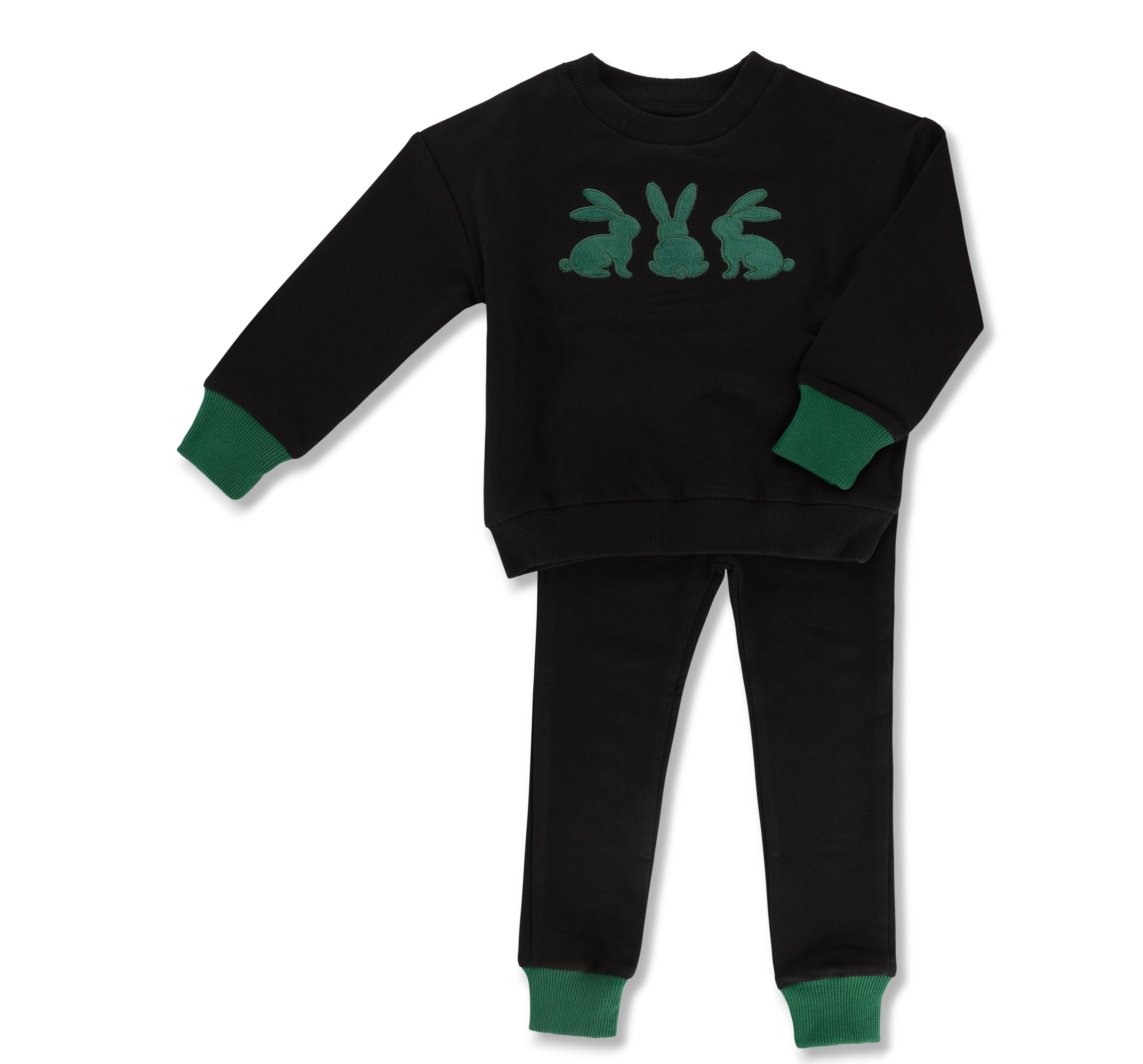 Little Label Corduroy green bunny lounge set