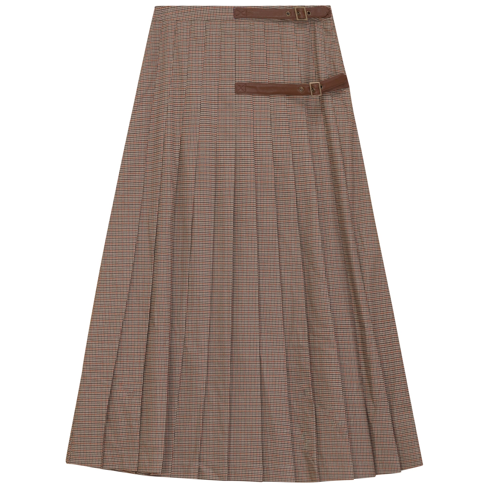 Gem oat houndstooth pleated skirt