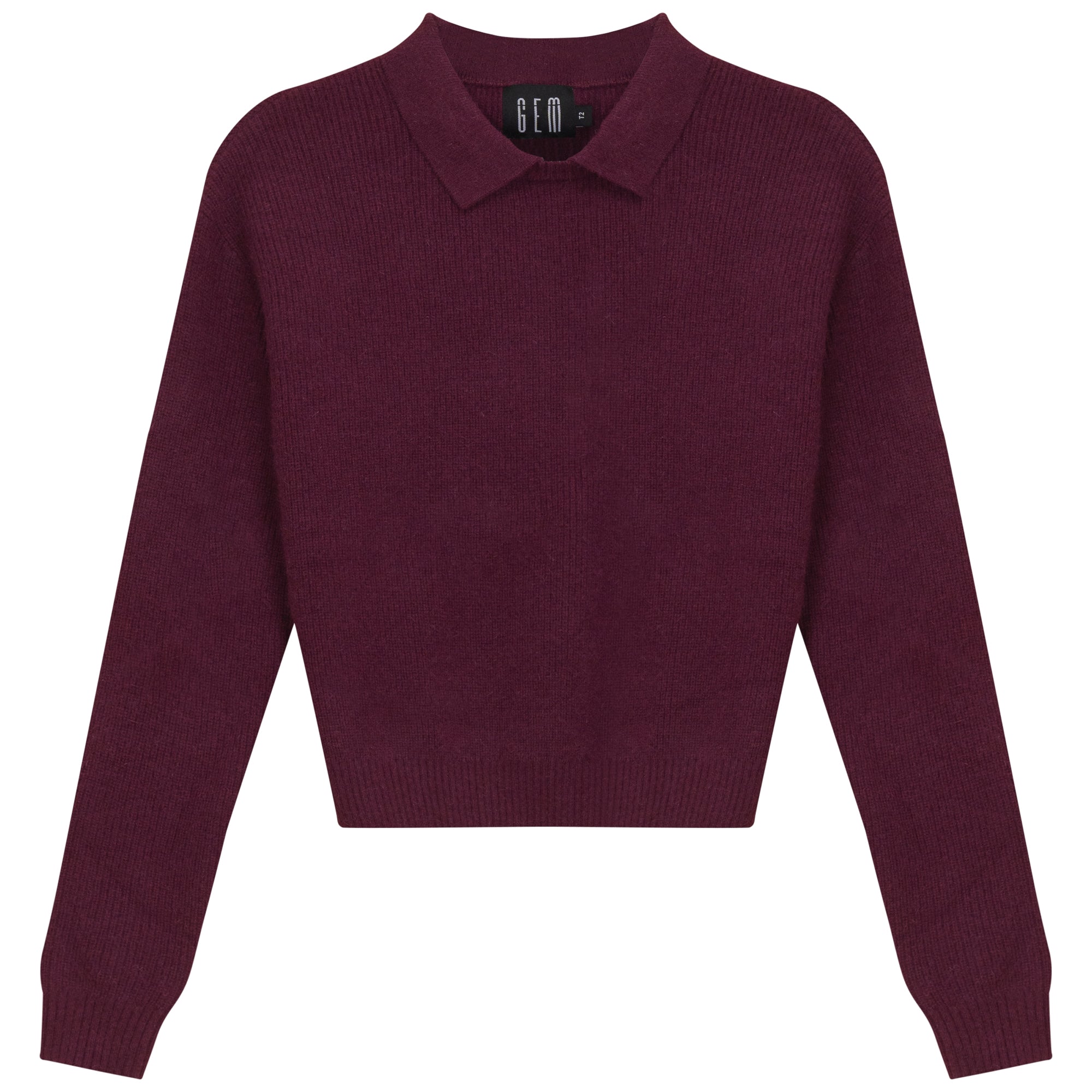 Gem Collar crew neck burgundy sweater