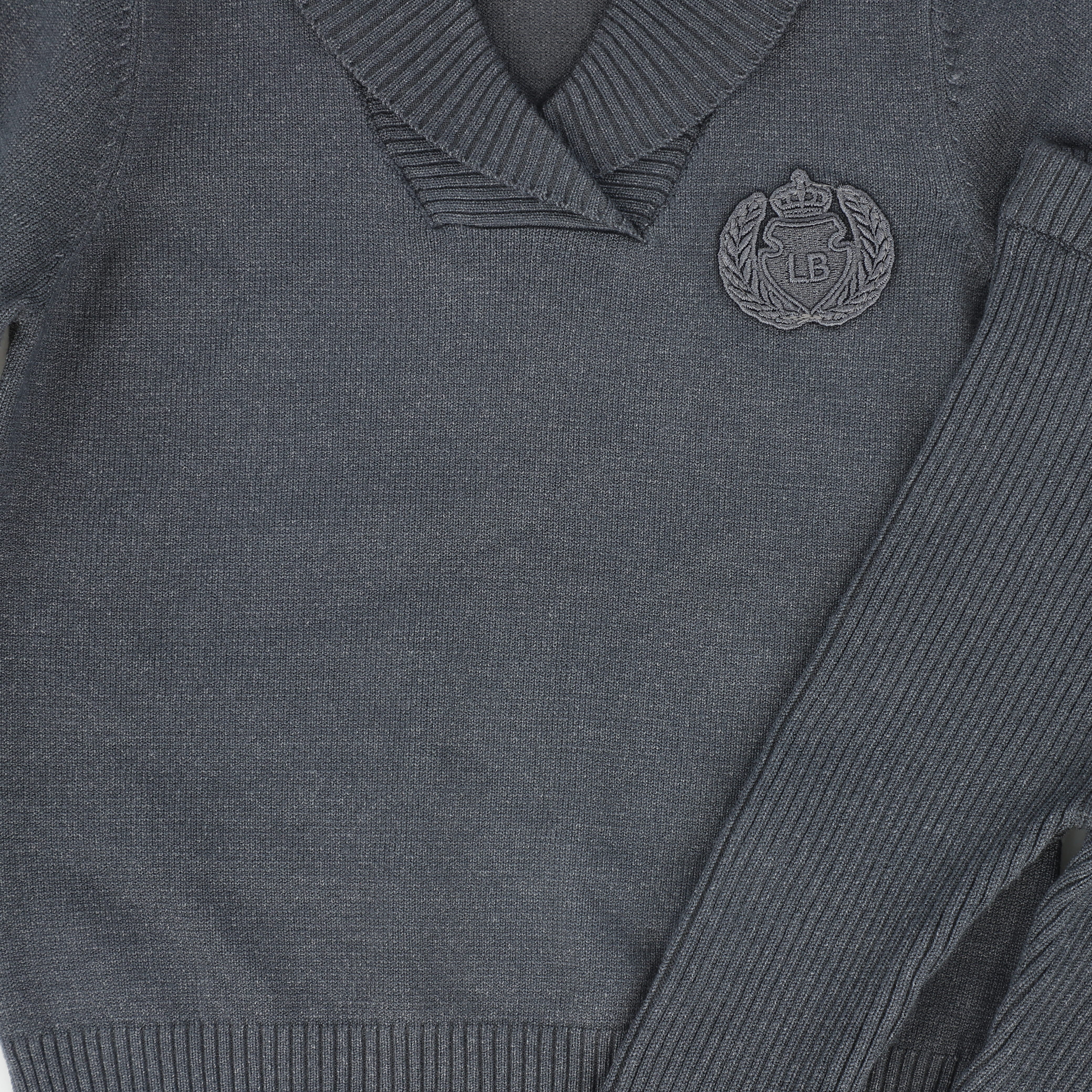Le Bourdon Wrap neck grey sweater leggings set