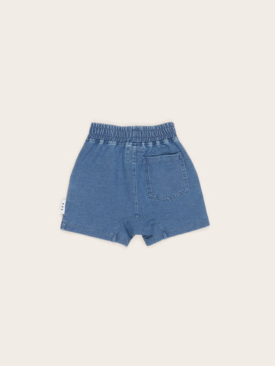 Knit Denim Slouch Shorts by Hux Baby