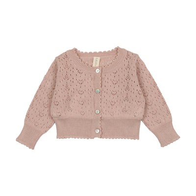 Heart open knit pink cardigan by Lilette