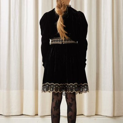 Metallic lace LONG velvet skirt by Petite Amalie