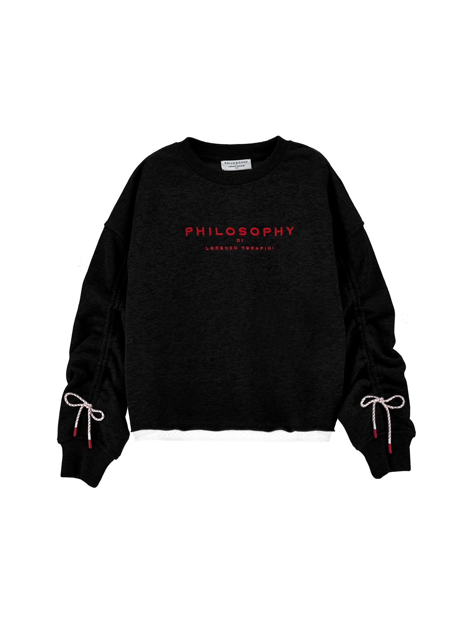Philosophy Rope scrunch sleeve black sweatshirt