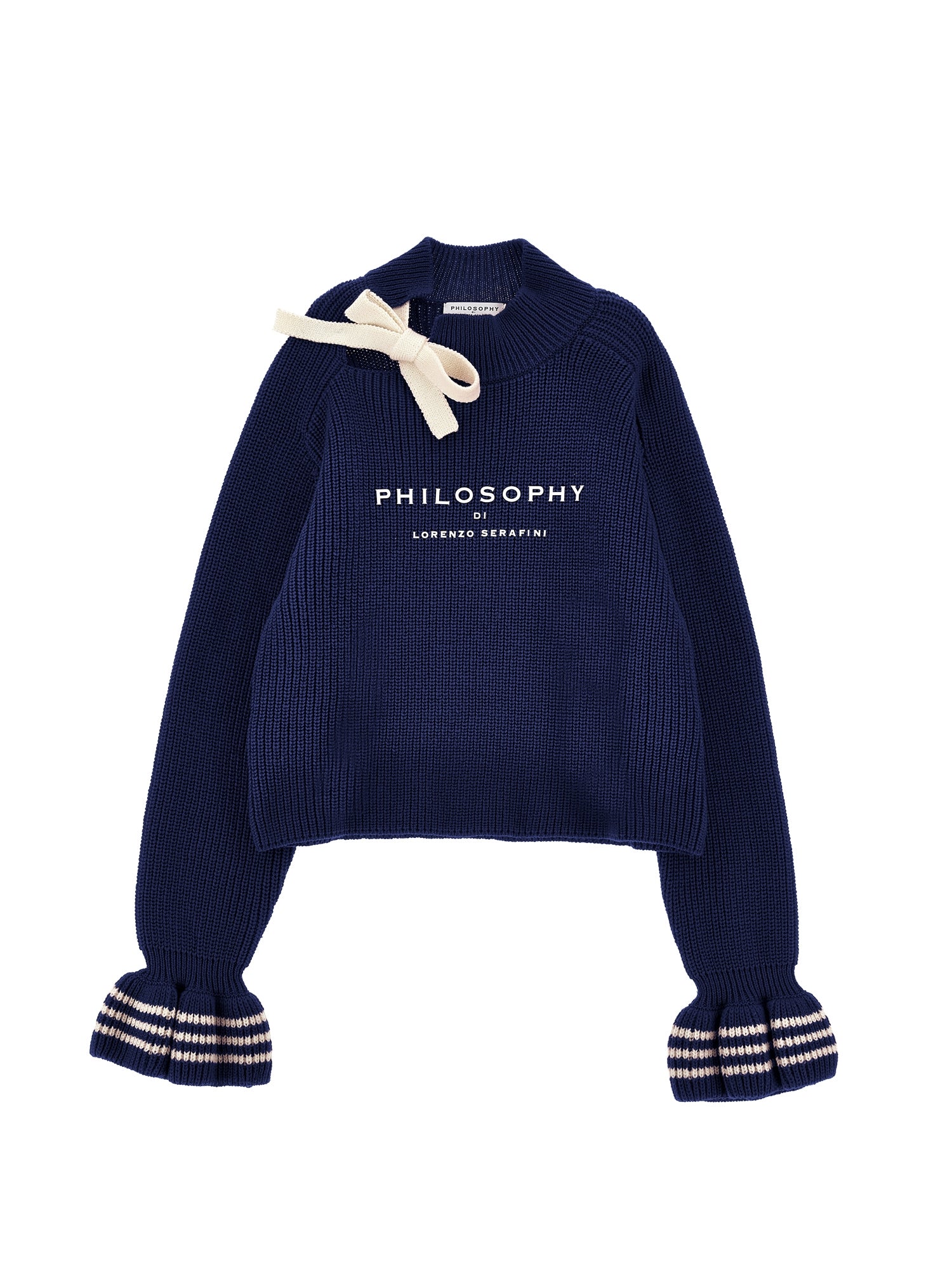 Philosophy Bow neck blue sweater