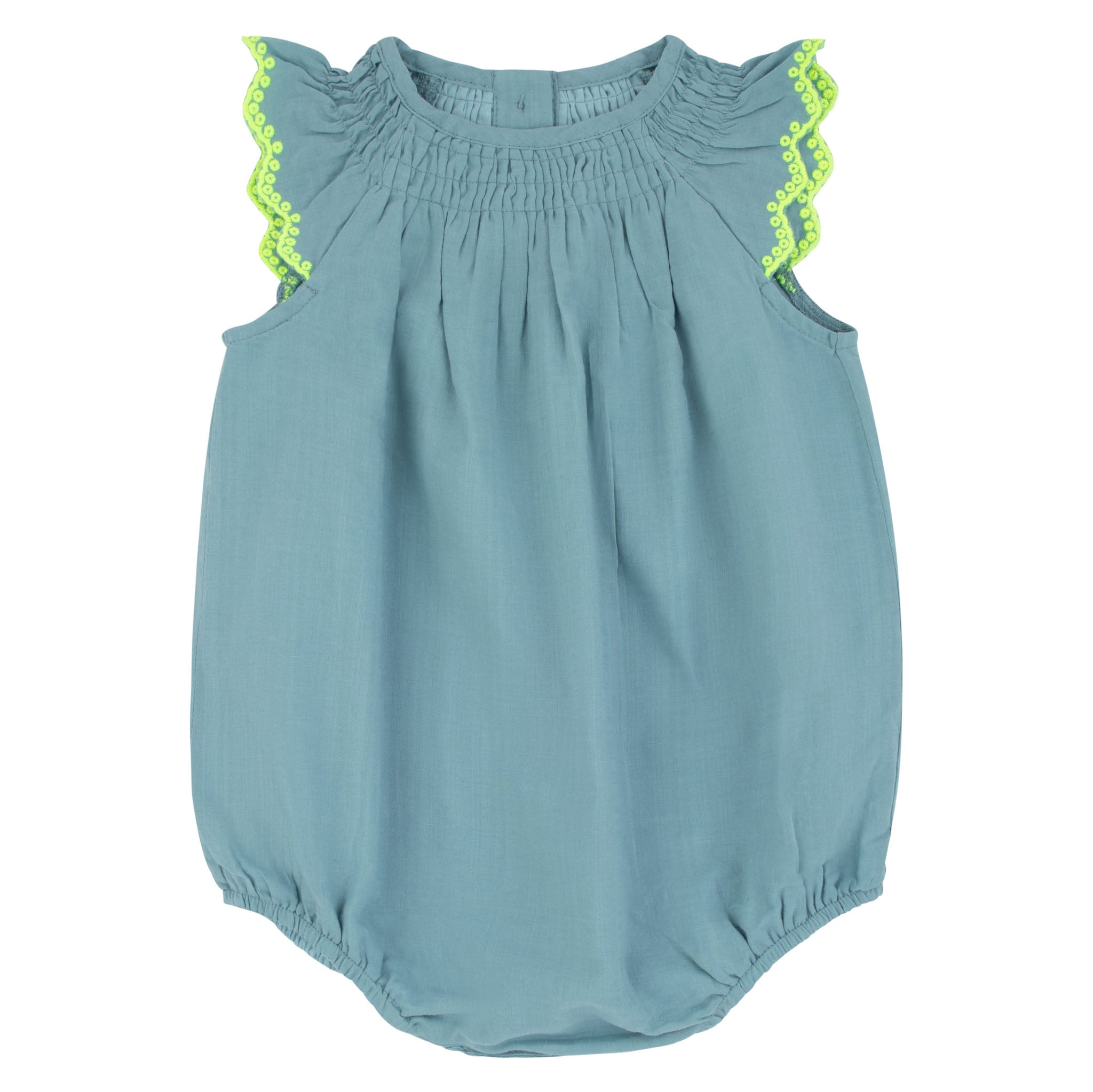 Ra & Da Eyelet Smocked Romper - Flying Colors