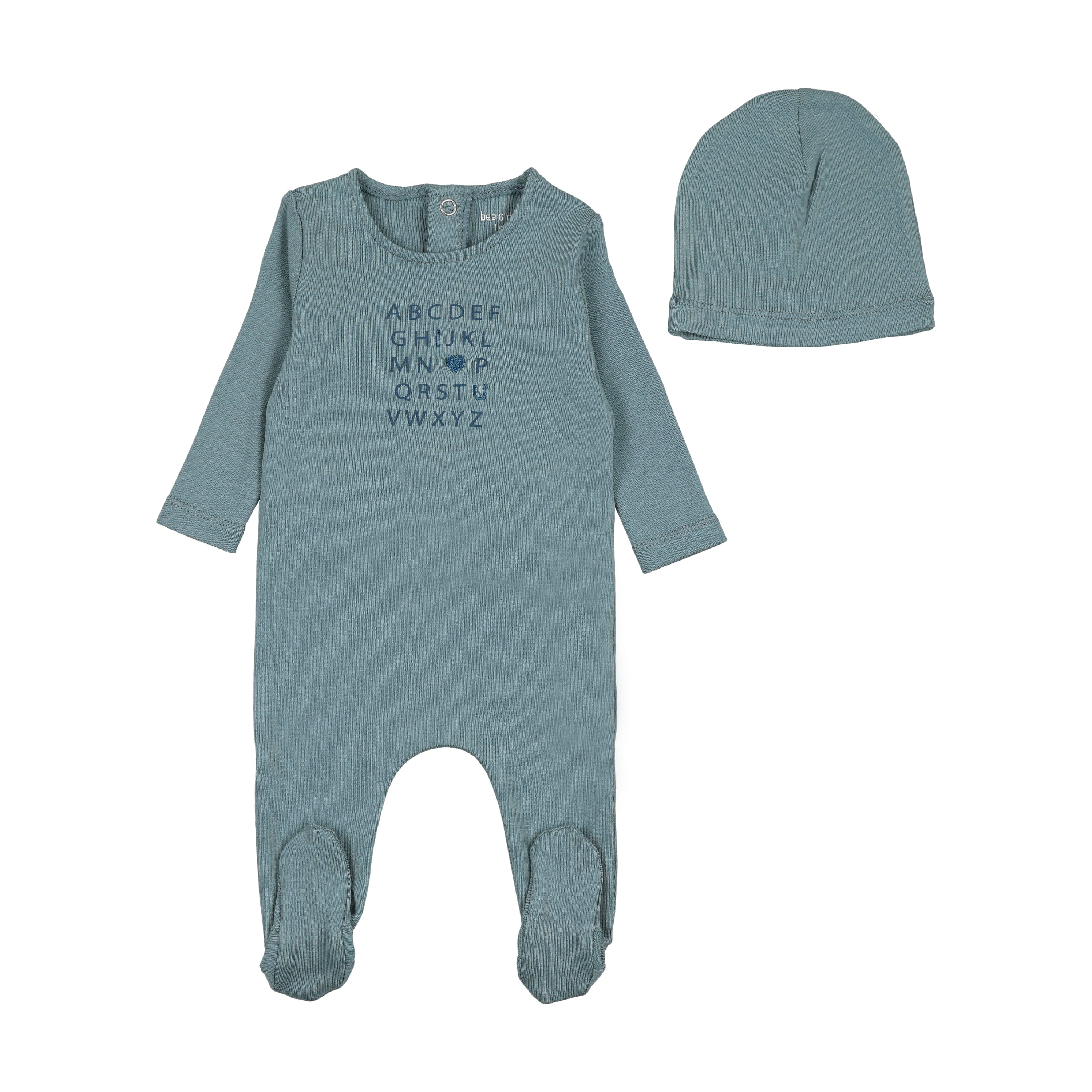 Bee & Dee I love you marine footie + beanie