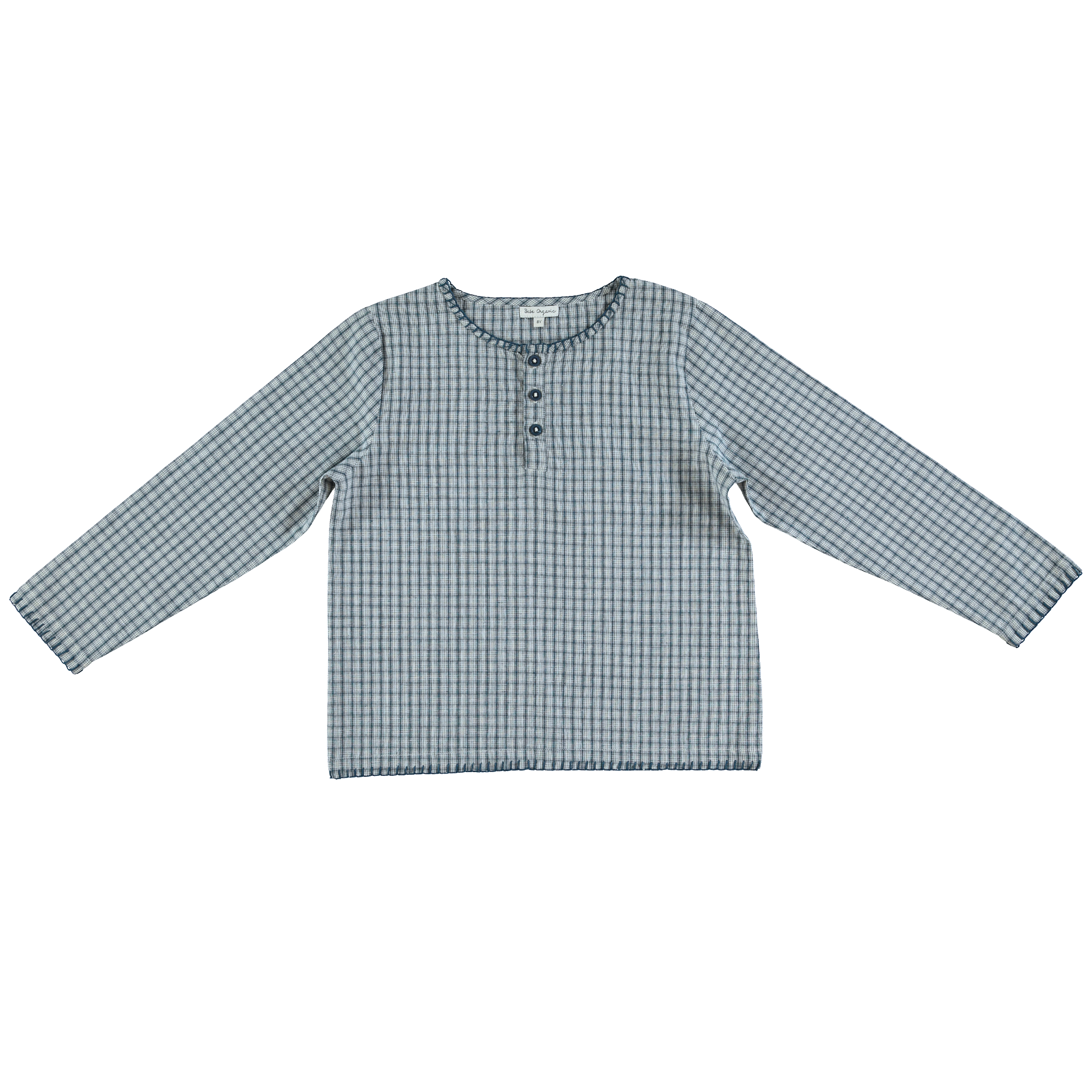 Bebe Organic Rigel blue check shirt