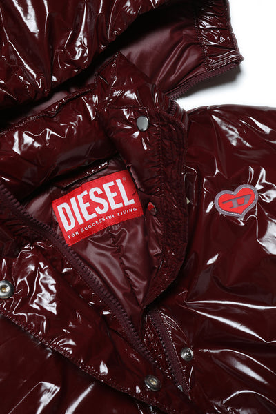 Burgundy puffer coat by Diesel