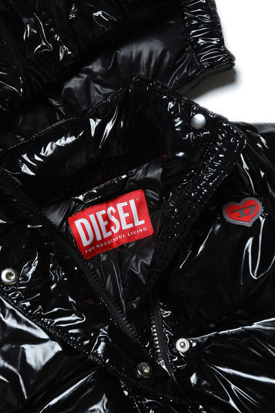 Shiny black puffer coat by Diesel