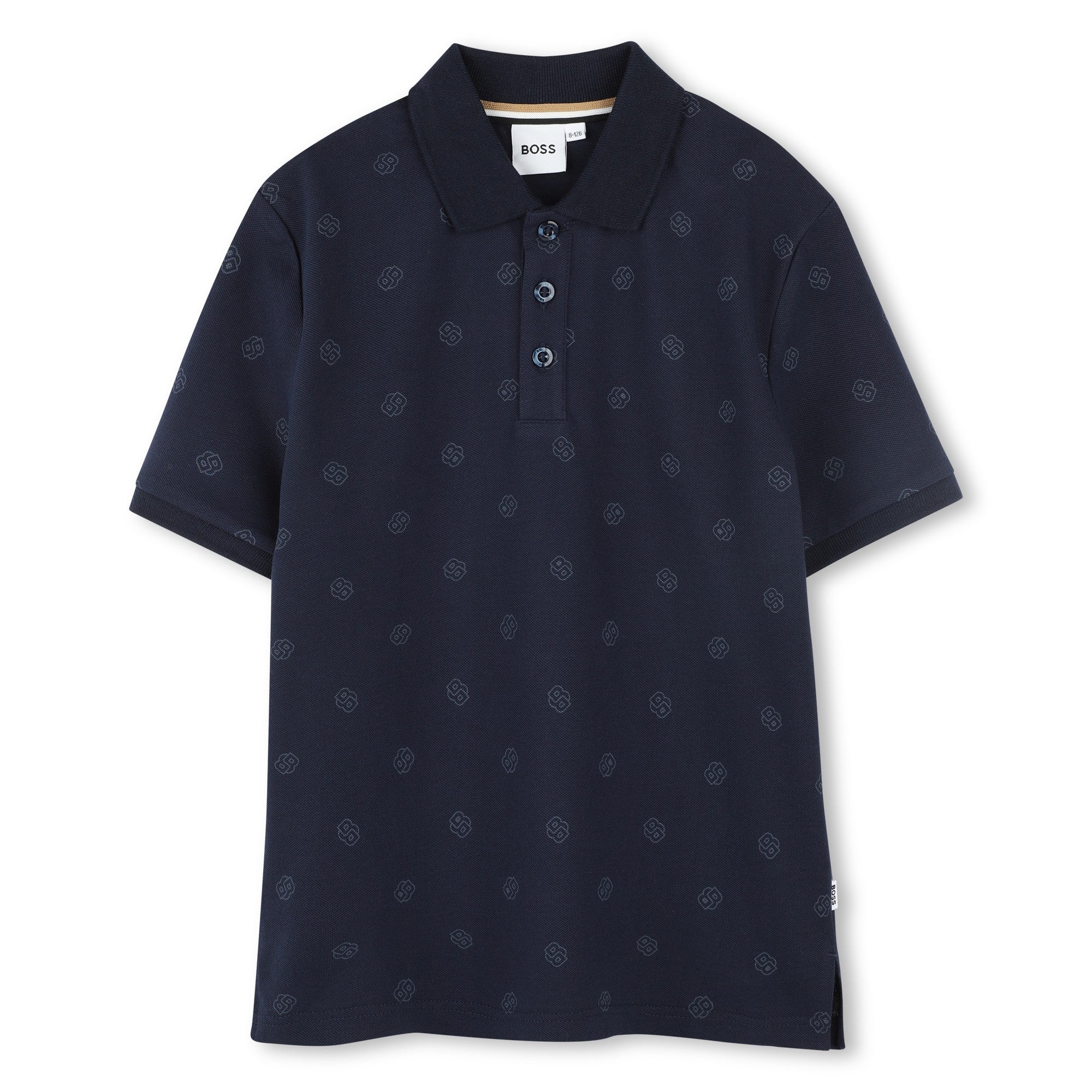Allover B print navy polo by Boss