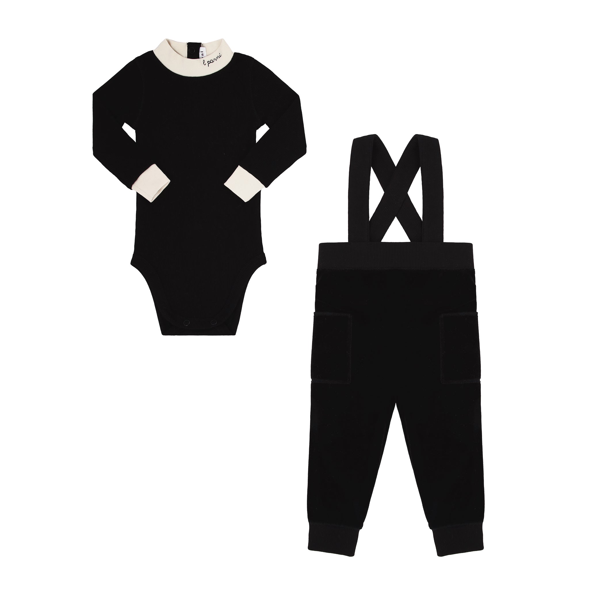 Little Parni Velour Overall set