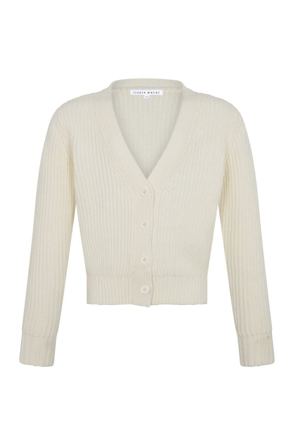 Little Parni Chunky knit ivory cardigan