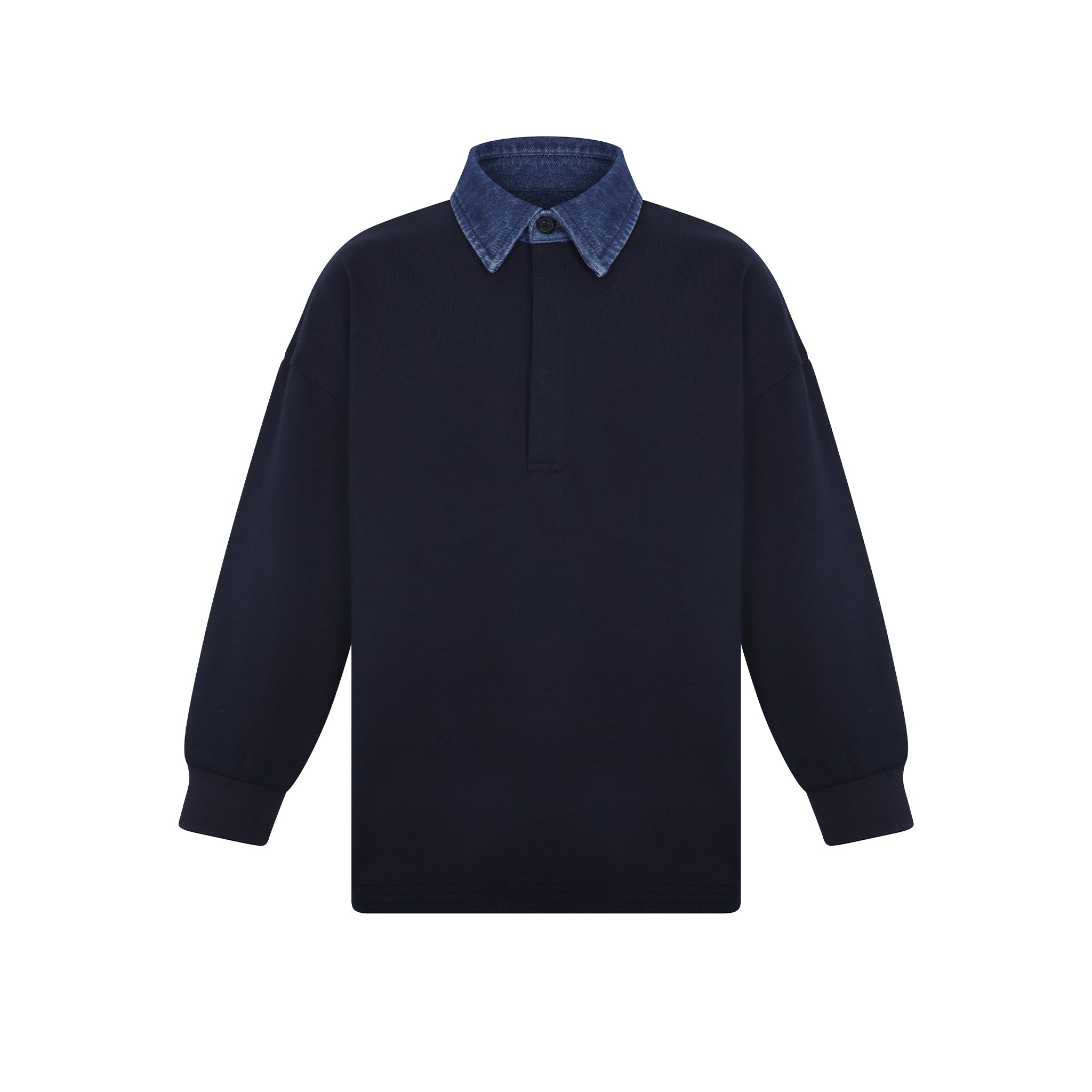 Little Parni Denim collar navy polo
