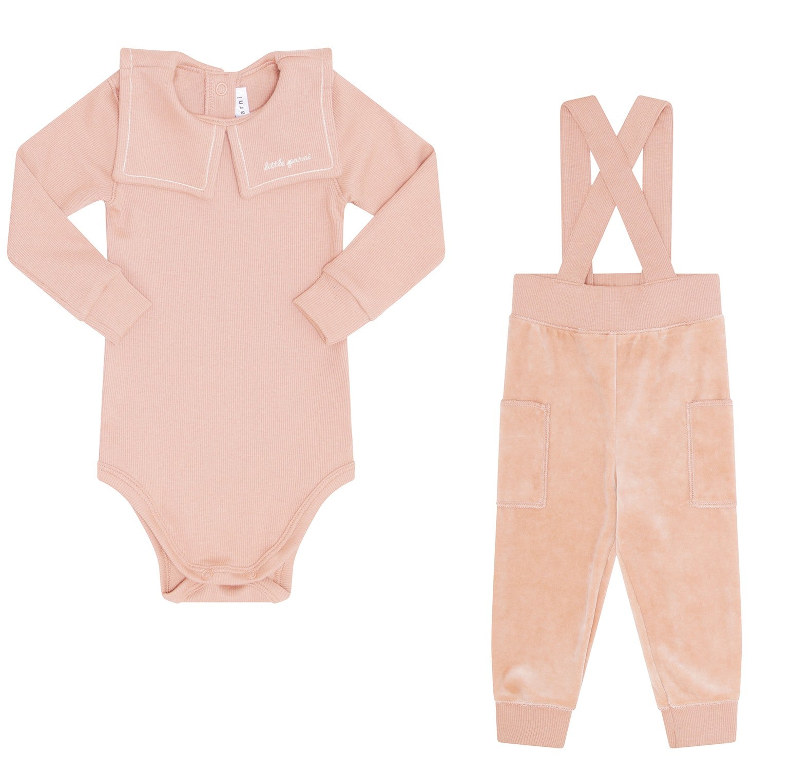 Little Parni Velour pink overall set