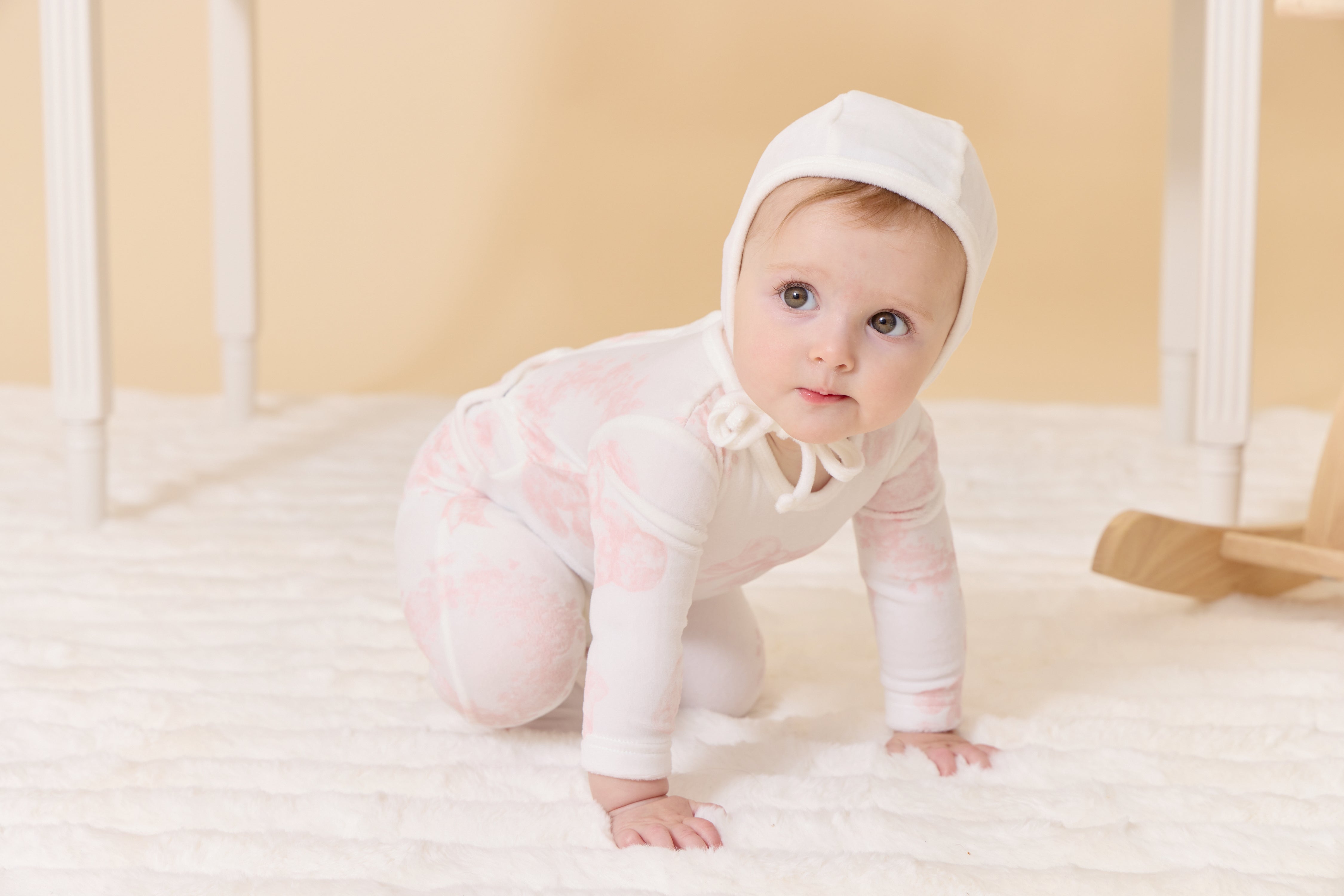 Kipp Baby Petit toile pink footie + bonnet