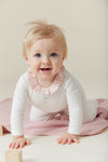 Gingham pink ruffle collar footie + bonnet by Kipp Baby
