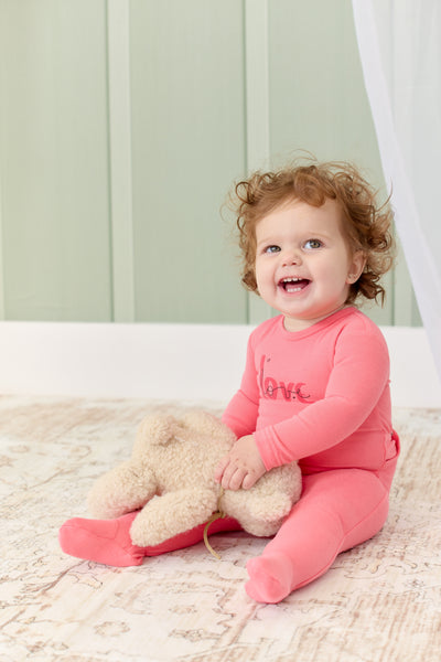 Love pink footie by Kipp Baby