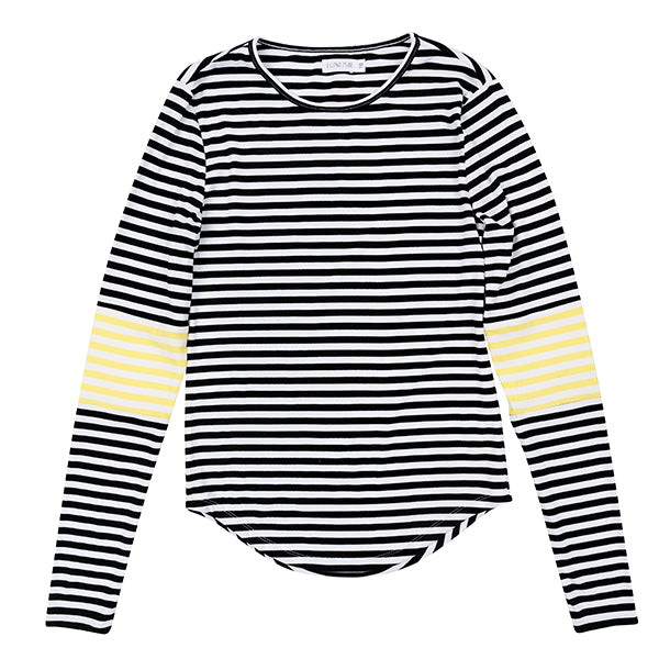Luna Mae Meg yellow color block stripe tee - Flying Colors