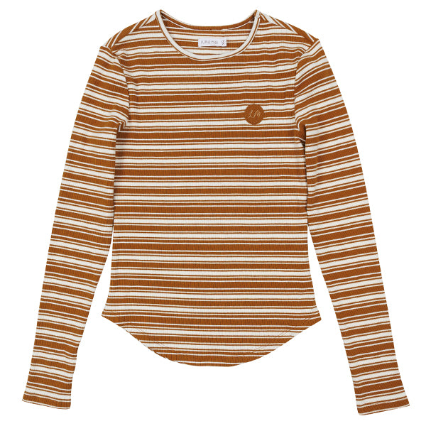Luna Mae Ella cognac stripe tee - Flying Colors