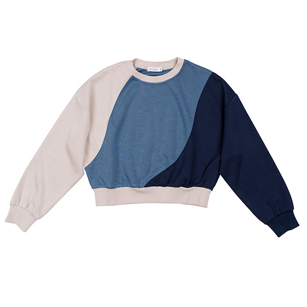 Luna Mae Thea mixed blue wave sweatshirt