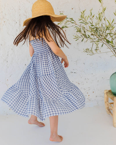 Gingham blue stone dress by Buho