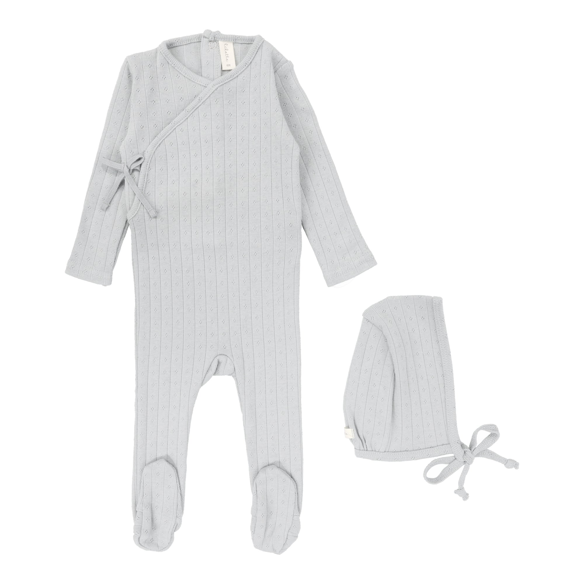 Lilette Fine Pointelle Footie - Blue Lilette Fine Pointelle Footie - Blue