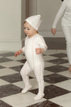 Linear nostalgia pink footie + beanie by Bee & Dee