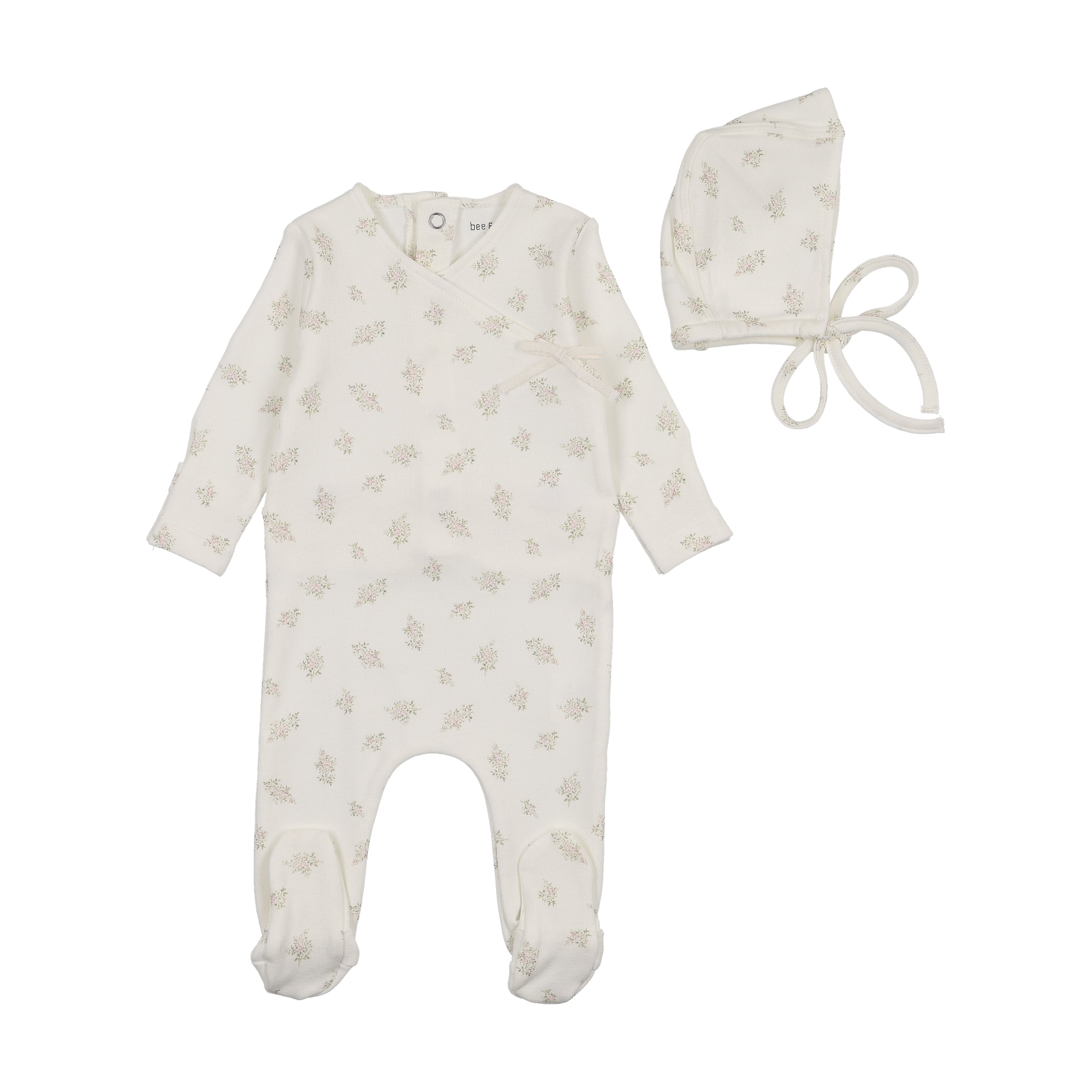 Bee & Dee Little pink bundles footie + bonnet